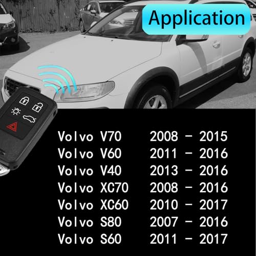Coque de clé Volvo Premium finition haute précision pour télécommande 5 boutons S80 V70 XC60 - 5