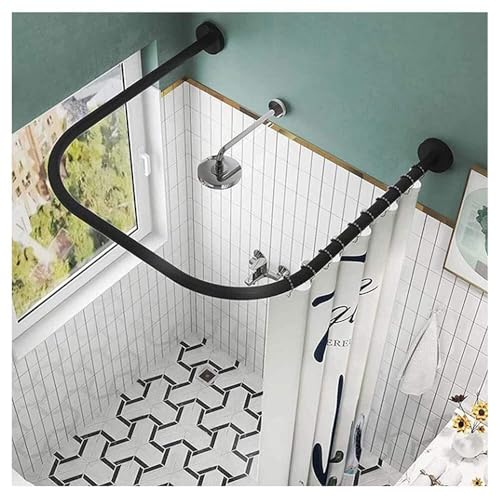 Tringle à rideau extensible pour cabine de douche ou cabine d'essayage noire