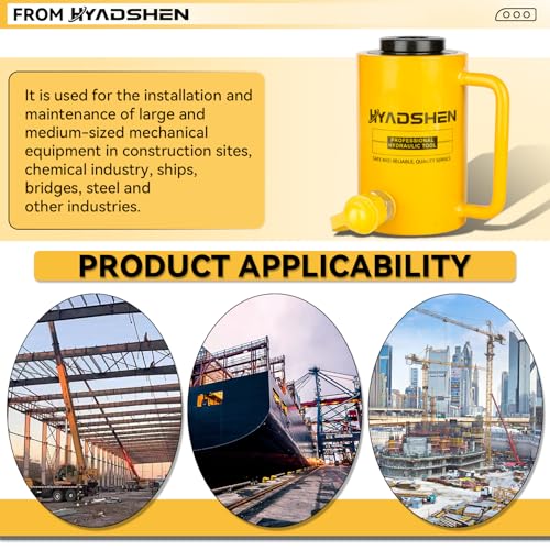 HYADSHEN 20T 2” Stroke Hydraulic Hollow Cylinder Jack Porta Power Ram Jack Hydraulic Lifting Cylinder Industrial Hollow Hydraulic Cylinder Jack for Machinery and Shipbuilding by HYADSHEN - Image 5