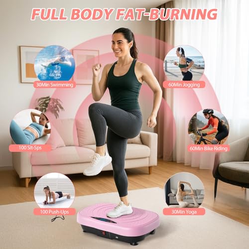 Image of Vibration Plate Exercise Machine for Lymphatic Drainage, 10 Preset Modes & 200-Level Vibrating Platform for Whole Body Fitness, Bluetooth Audio, Home Gym Shake Plate with Resistance Bands