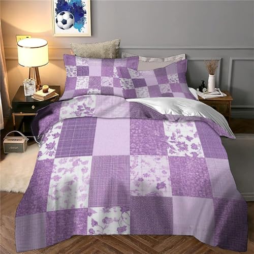 Housse de couette 135x200 résistante et respirante patchwork violet - 6