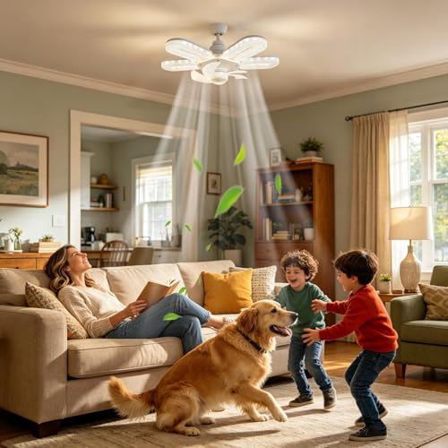 Ventilador de techo con luz pequeño para techos bajos con mando a distancia de 6 marchas 2