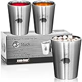 COM-FOUR® 3x Edelstahl-Trinkbecher für Kinder - Thermo-Trinkbecher 250 ml aus Edelstahl 304 - bruchsichere Campingbecher - doppelwandige Isolierbecher - BPA-frei (Igel - 3 Stück)