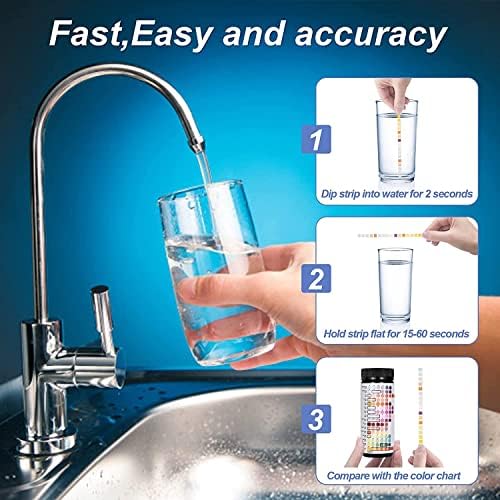 16 in 1 Drinking Water Test Strips, 100 PCS Water Test Kit for Drinking Water, Well Water and Tap Water, Water Quality Testing for Lead, Iron, pH, Hardness, Bromine, Nitrate & More