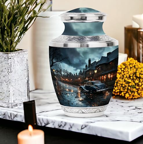 Image of Car Customized Urns for Human Ashes Adult - Cremation Urn for Ashes Dad - Large Funeral Urn - Personalized Urns for Ashes - Unique Burial Urn for Mom & Dad - 10 Inch Large with Velvet Bag