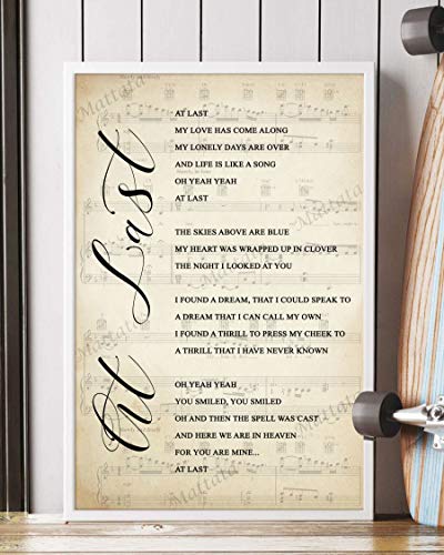 Mattata Decor Gift - At Last Song Lyrics Sheet Music Portrait Poster Print (16