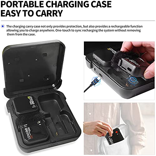 Image of LENSGO 348C 2.4G Wireless Lavalier Microphone System, TF Card Slot Compact 1 Transmitter and 1 Receiver Wireless Lapel Lav Mic for iPhone Smartphone Camera Vlog YouTube Interview Video Camcorder (348- 1 TX & 1 RX)