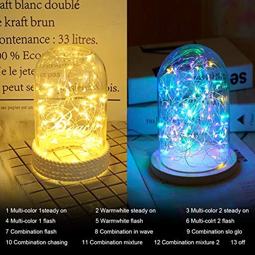 Ariceleo 4 Packs Fairy Lights Battery Powered, 5M 50 Led Silver Wire Warm White & Multi-Colour Battery Operated Twinkle String Lights with Timer Remote Control for Outdoor, Christmas, Wedding, Bedroom
