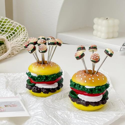 Stainless Steel Fruit Fork Set,Salad Forks,Children's Food Pick Fork, Repeated Use, Burger Picks for Party Favors, Wedding Favors, Birthday Gifts, Set of 5(hanbao)