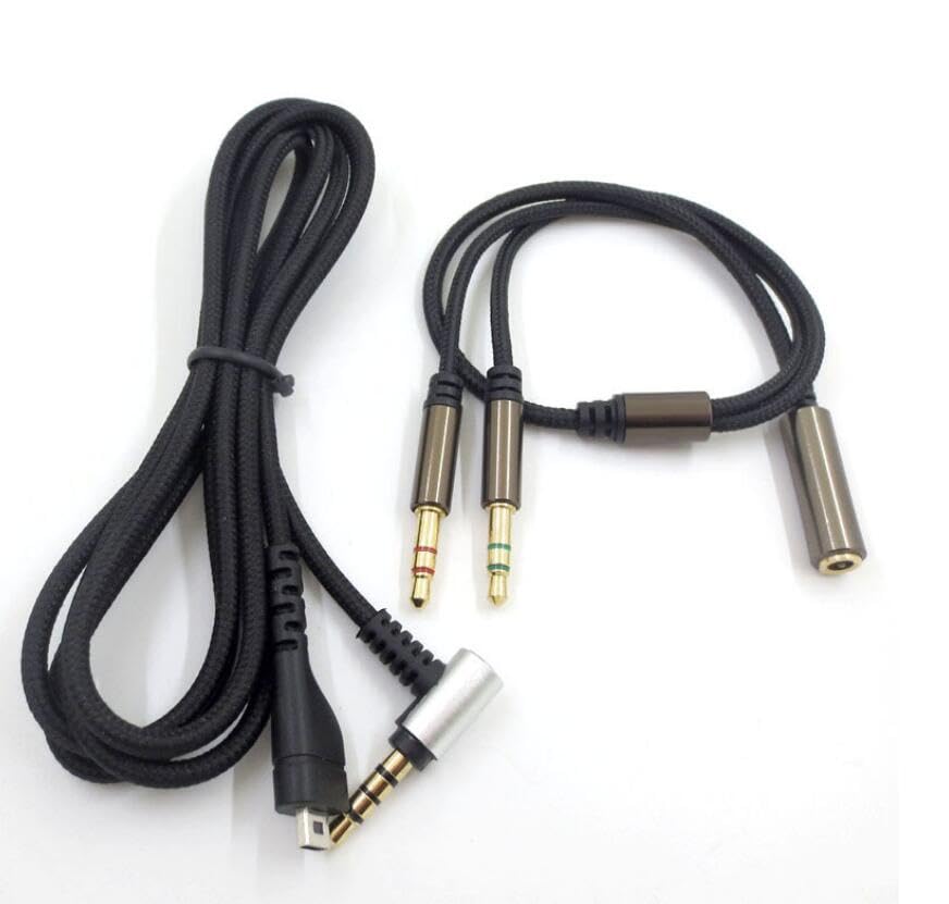 Coyktonty eplacement Audio Cable Extension Cord Line for SteelSeries Arctis 3 Arctis Pro Wireless Arctis 5 Arctis 7 Arctis Pro Headphones,Headphone Accessories (Silver Shell Cable + Adapter Cable)