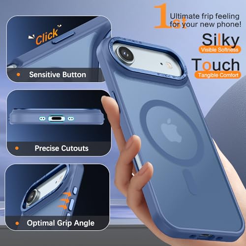 Image of YINLAI for iPhone Air Case 6.5-inch,Magnetic Compatible with MagSafe, Slim Matte Anti-Fingerprint, Shockproof Full Body Military Grade Protection for iPhone Air Cover, Blue