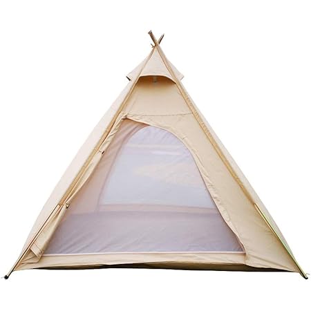 Amazon 屋外2mキャンバスキャンプピラミッドテントラージアダルトインディアンティピテントパゴダティーピーテント2人用 Safari Camping テント本体