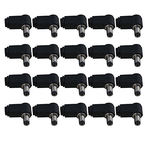 bqlzr 2,5 x 5,5 mm schwarz rechts Winkel 90 Grad DC Power Stecker Solder Stecker für DC Power Kabel 20 Stück