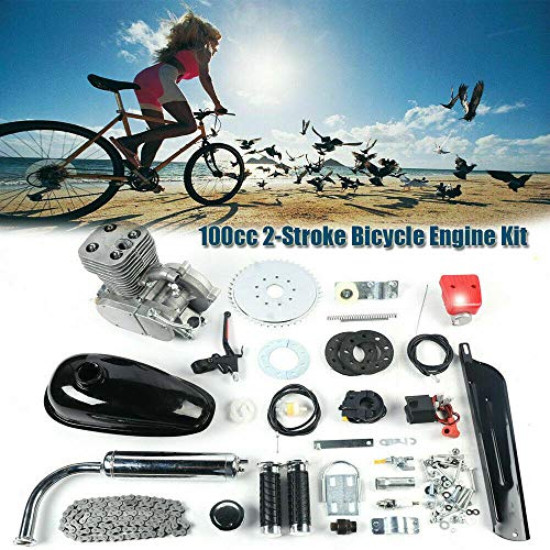 DYRABREST Full Set 100CC 2-Stroke Bicycle Engine Kit,Bike Bicycle Motorized Petrol Gas Motor Engine Kit for Most 26" /28" Bikes (44 Tooth)