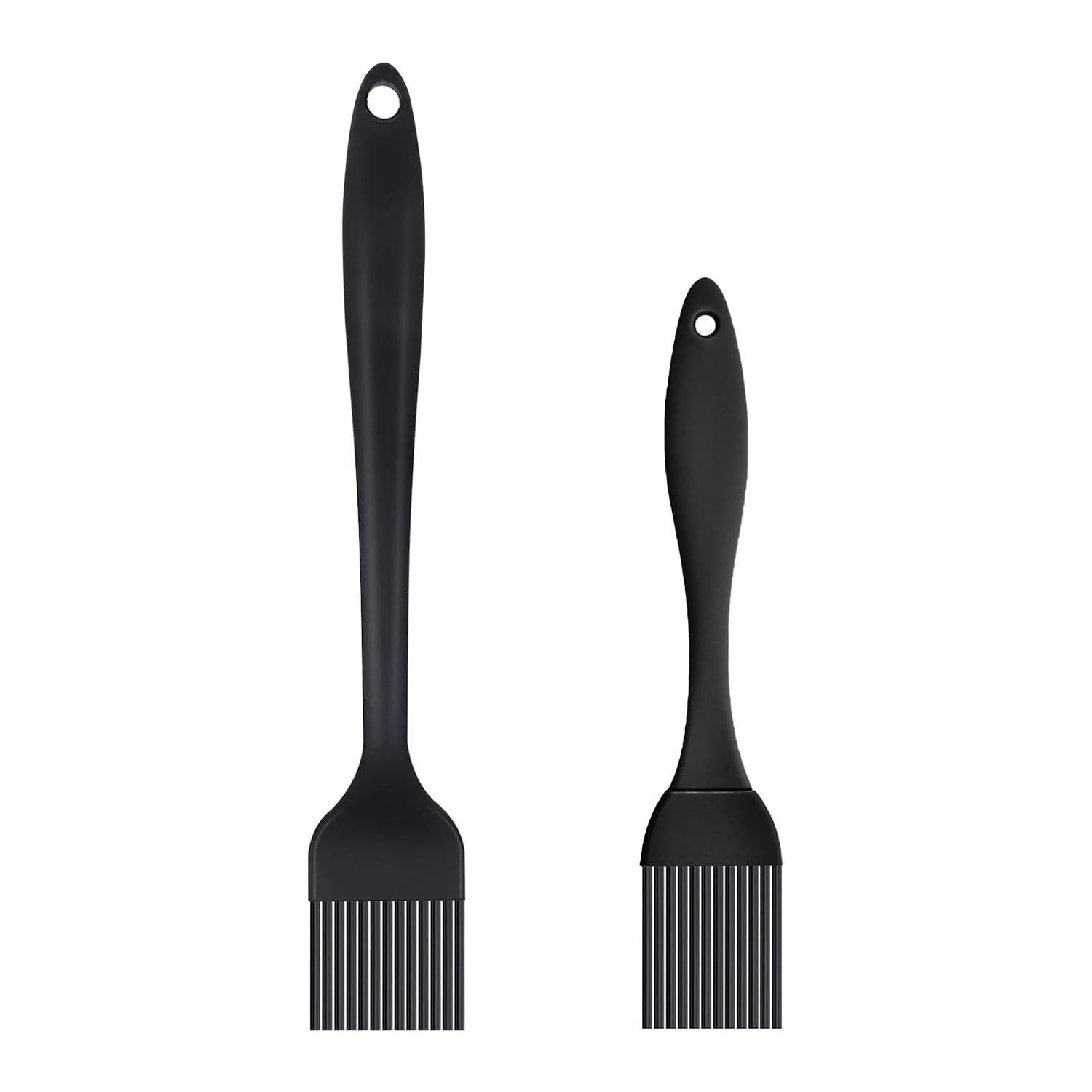 Gekamoyue Black 2 Pcs Pastry Brush Silicone, 10.43" & 6.7" Grill Brush, Cooking Brush Oil Baking Brushes For Barbecues, Pastries, Food Stirring, Baking Cooking (Black)