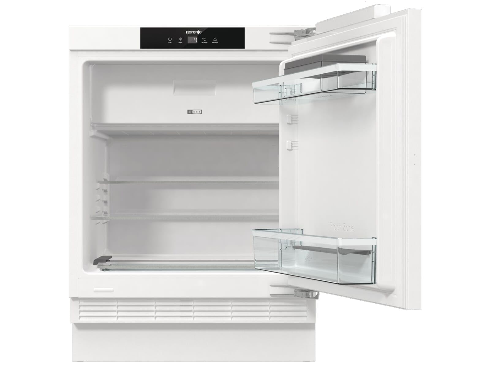 Gorenje RBIU609EA1 lodówka stołowa do zabudowy z zamrażarką/88 nisz/zawias drzwiowy/klasa efektywności energetycznej: E/121 litrów/technika drzwi stałych/SuperCool/wskaźnik temperatury/zawias drzwiowy