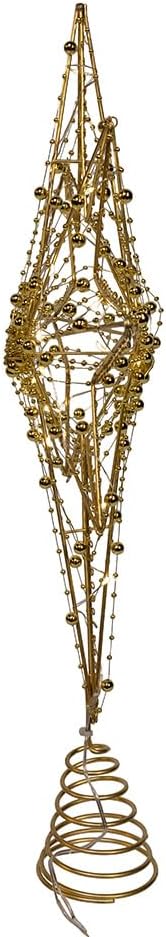 Kurt Adler 19.7" Battery Operated LED Lighted 8-Point Gold Metal Star Treetop