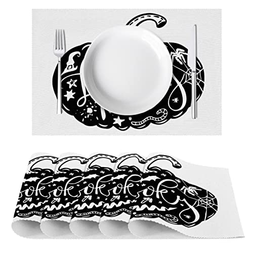 Sets de table en tissu Halloween : lot de 4 protections de table chics motif citrouille - 3