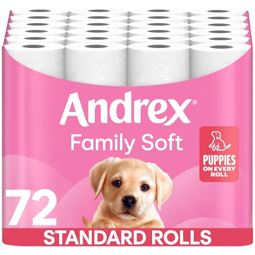 Andrex Family Soft Toilet Tissue 72 Rolls (Previously Andrex Gentle Clean) Gentle on your Family’s skin– Bulk Pack of 72 Toilet Rolls, FSC Certified