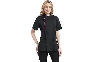 TopTie Women's Short Sleeve Chef Jacket - Top-Tier Uniforms for Culinary Professionals