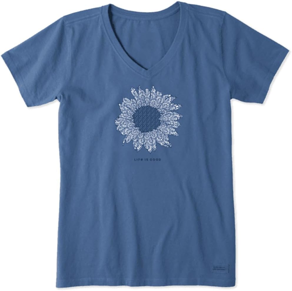 Women's Crusher Tee Shirt, Short Sleeve Cotton Graphic T-Shirts, French Sunflower