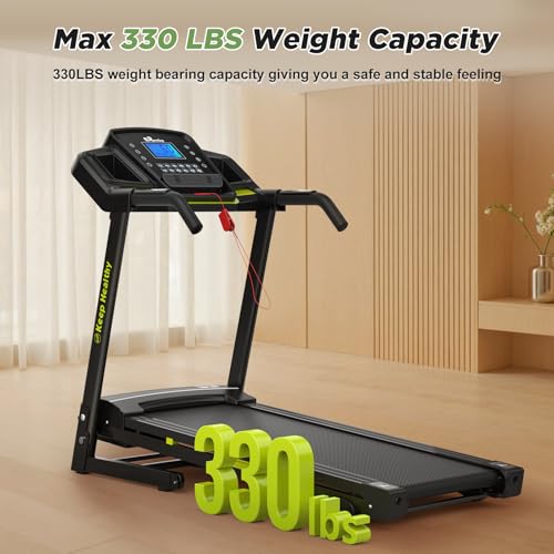 Image of Treadmills for Home, Treadmill with Incline, Treadmill Running Machine3.0 HP Quiet Brushless, 350 Lbs Capacity, App, Pulse Sensor Heart Rate with LCD Display Holder for Cup & Phone