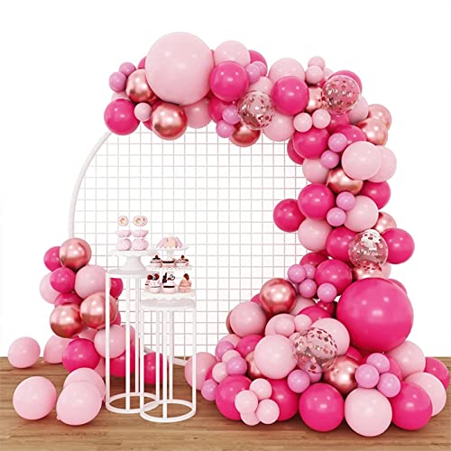 Ballon Girlande Set Rosa, 160 Stück Luftballon Girlande, Rose Gold Hell-Pink und Roségold Konfetti Luftballons für Hochzeit, Frauen Verlobung, Jahrestag, Geburtstag, Baby Party Deko Cover