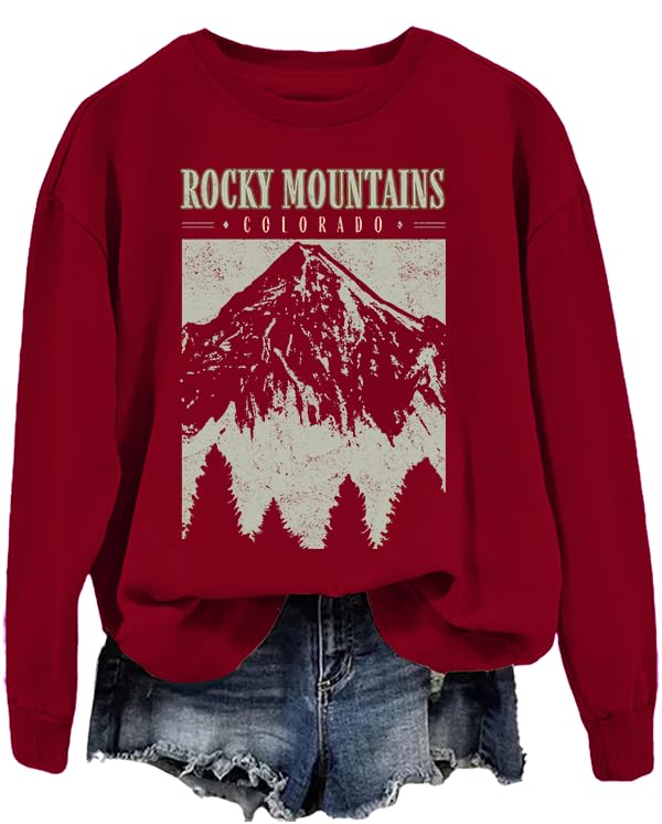 Rocky Mountains Sweatshirt, Colorado Mountains Hiking Sweatshirt