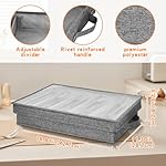 Grekos Flatware Utensil Storage Case, Silverware Storage Box with 4 Adjustable Dividers and Removable Lid, Cutlery Case Utensil with 5 Compartment Storage for Spoon Fork Knives Tableware (Gray) - Image 2