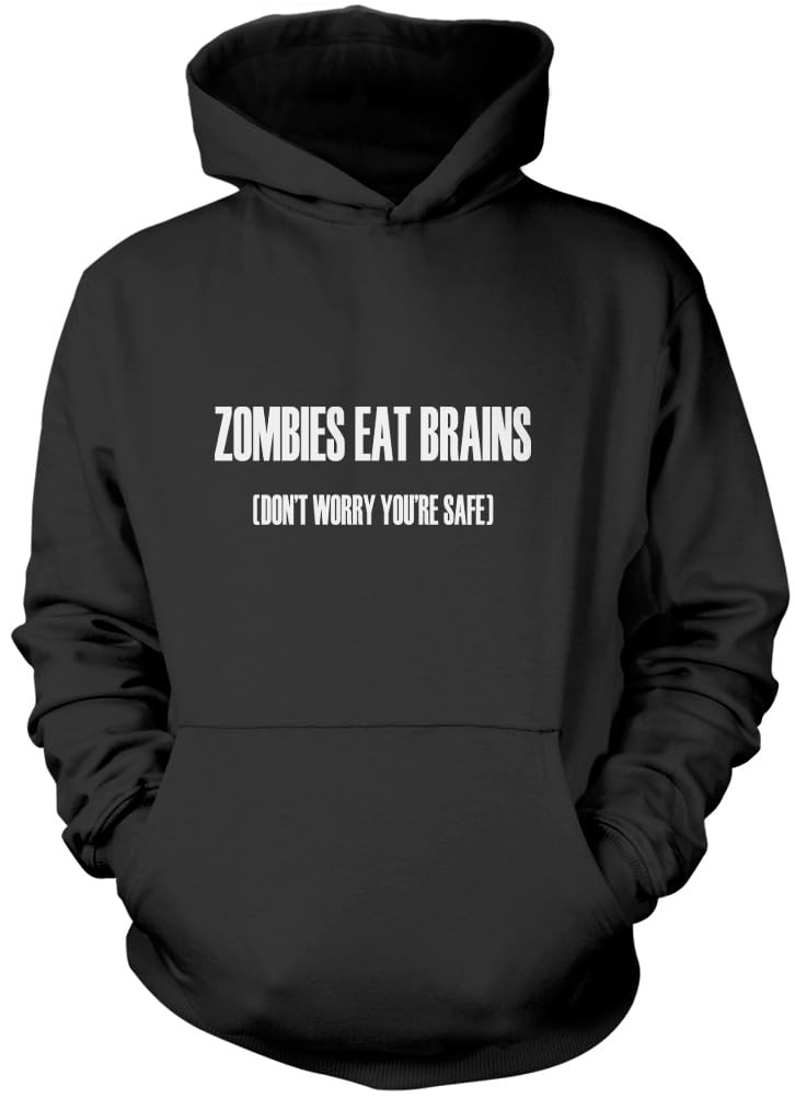 Hotscamp Boys Black Zombies Eat Brains Unisex Hoodie - Large