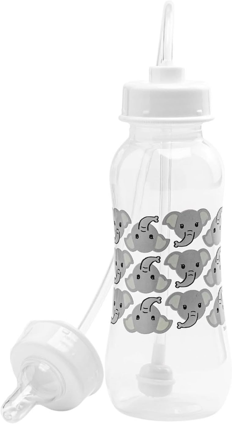 Hands-Free Baby Bottle - Anti-Colic Nursing System 9 oz Baby Bottle with Fast Flow /Teat 3m+ Infant with Tube Straw Feeding System for Toddler (1 Bottle - Elephant)