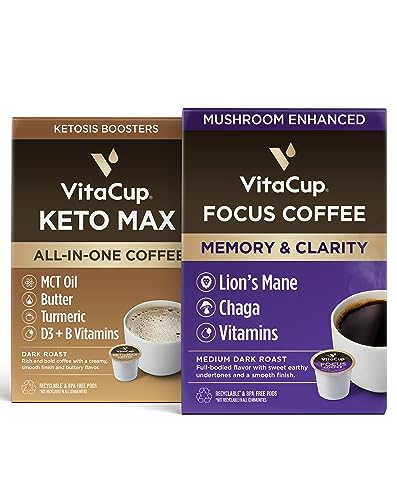 VitaCup Keto Max & Focus Mushroom Coffee Pods 34 ct