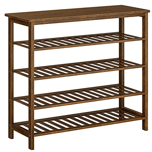 HOOBRO Étagère à Chaussures, Porte-Chaussures en Bambou à 5 Niveaux, Meubles à Chaussures multifonctionnelle, Capacité de 12 à 16 Paires de Chaussures, 75 x 30 x 80 cm, Moka EMA70XJ01