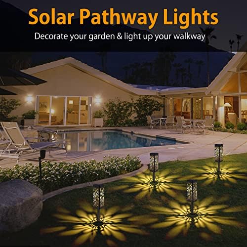 Jonwall Solar Lights Outdoor Garden, Solar Ground Lights LED Garden Lights Solar Powered Light Waterproof Solar Pathway Lights, 6-Pack Warm White Solar Ornament Lights for Garden Patio Yard Pathway
