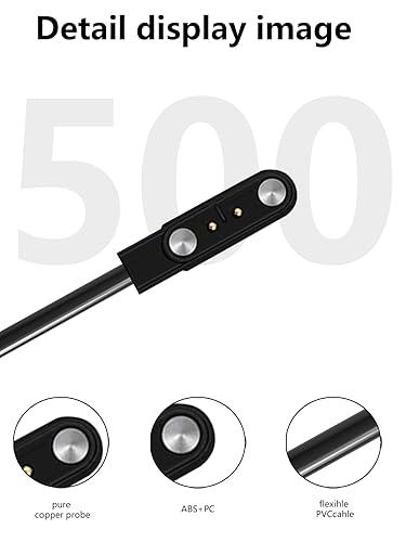 Miniatura 6 de UYRUREL Paquete de 2 para Nelpor G104 Multi Sport Smartwatch Cable de carga USB magnético, cargador de cable de 2 pines para reloj inteligente.