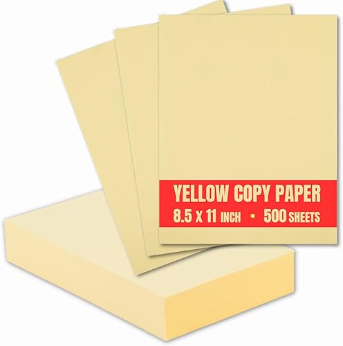 1InTheOffice - Papel de copia de color amarillo, papel para impresora de 8.3 x 11.0in, densidad de 44.1lbs, 500 hojas