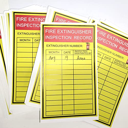 Monthly Fire Extinguisher Inspection Tags Stickers 3 x 5 Inch Year Maintenance Extinguisher Recharge and Inspection Record Labels Safety Stickers 60 Pcs Check Record Vinyl Sticker Label