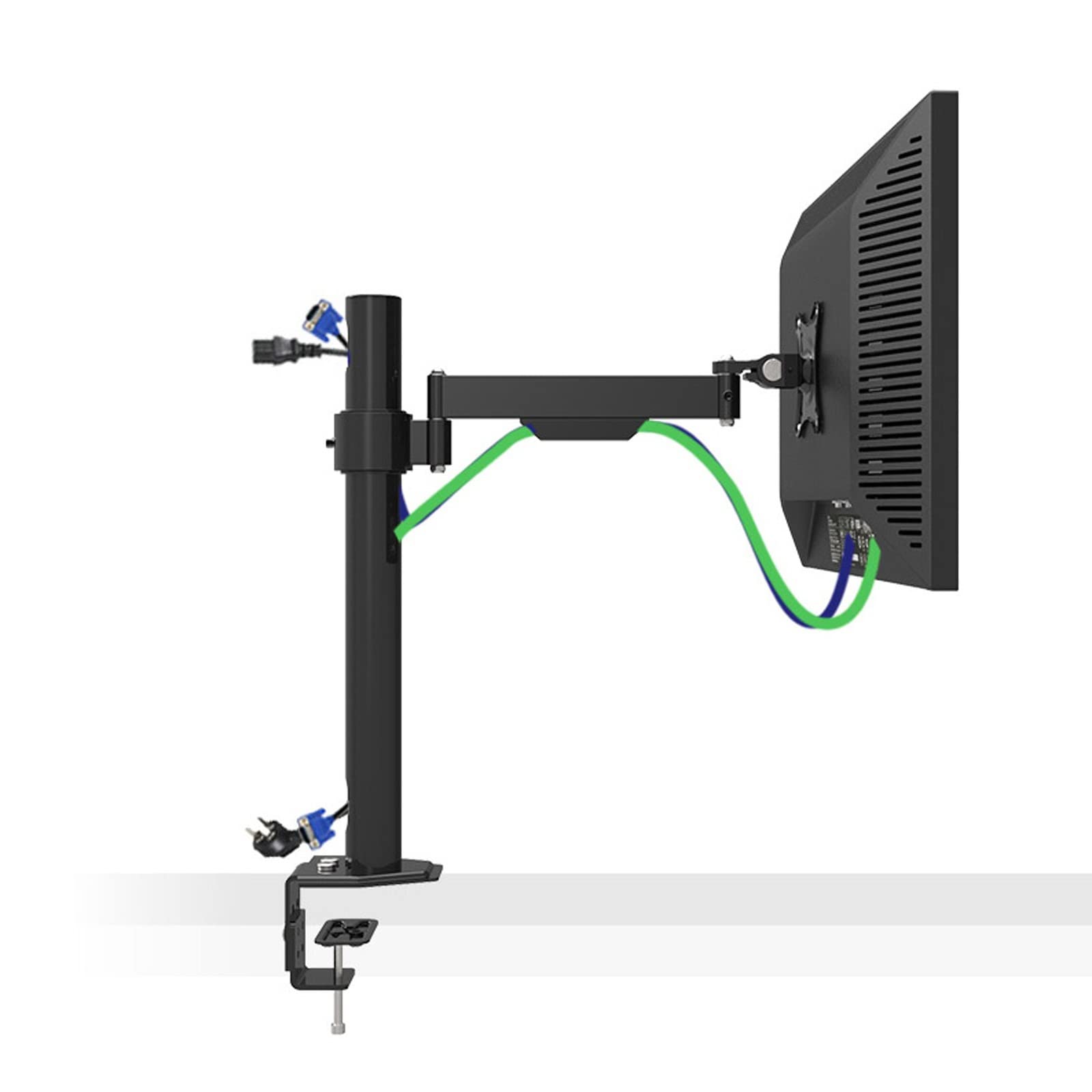 asdchZen Single Monitor Mount,Monitor Desk Mount Height Adjustable For 17-27 Inch Screen,Monitor Stand With Clamp&Grommet Base,Black,50cm