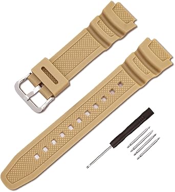 Watch Band Compatible with Casio AE-1000W, AE-1200W, AQ-S810W, SGW-400H, SGW-300H, MRW-200H, W-735H - Genuine Band Compatible, Waterproof Strap, 18mm Attachment Width