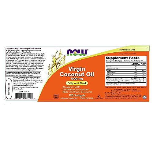Now Foods, Virgin Coconut Oil, 1000 Mg, 120 Softgels (Pack Of 3) #TOP2