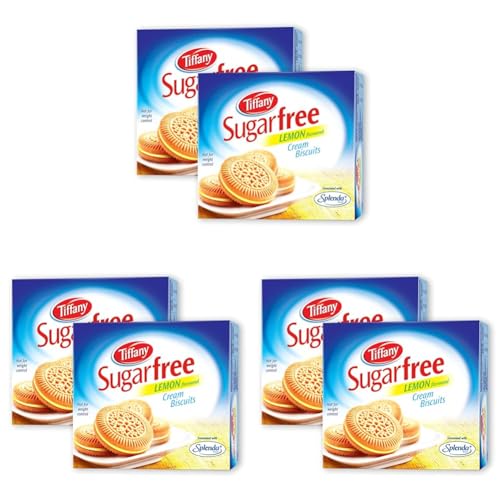 Image of Tiffany Sugar Free Lemon Cream Sandwich Biscuits (Pack of 6, 162g) | Healthy Snacks for Diebetic | Sweetened With Splenda