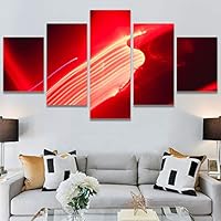 SIGNWIN 5 Panel Canvas Wall Art Abstract Closeup Colorful Digital Art Lights for Home Decorations Ready to Hang - 60
