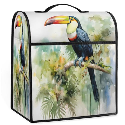 Coffee Maker Cover Watercolor Toucan Kitchen Appliance Covers Small Appliance Covers Blender Cover Juicer Cover Dust Covers for Kitchen Appliances with Top Handle and Pockets,Washable,B769