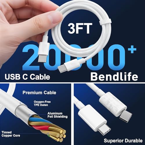 Image of USB C iPad Fast Charger,2018-2026 iPad Charger Fast Charger Wall Block with 3FT USB C to C Cable Cord for iPad Pro M5 /M4 /13 /12.9 /11,iPad Air M4 /M3 /M2 /4th /5th Gen,Mini 6th /A17 Pro,iPad 10 /A16