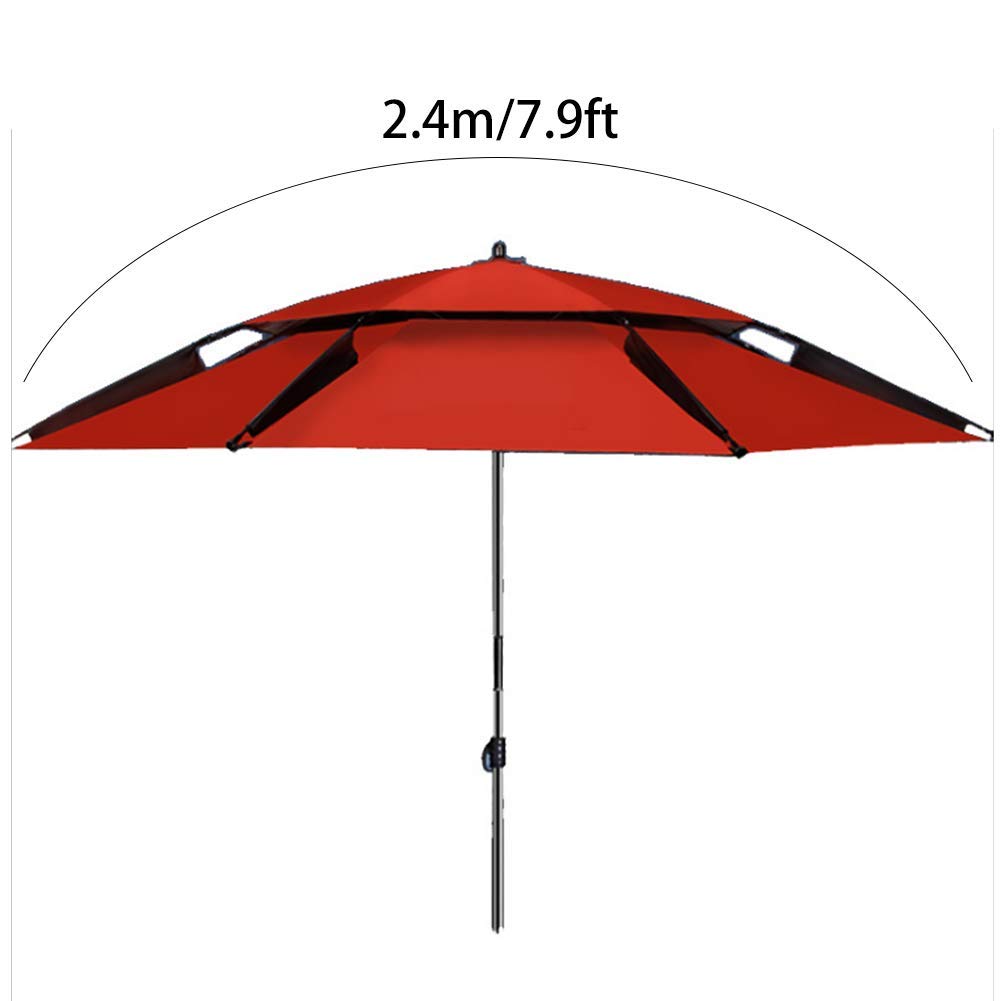 Patio o długości 2,4 m Podwójny parasol przeciwsłoneczny, ośmiokątny parasol na wsporniku Parasol wędkarski Osłona przeciwsłoneczna Łatwa do otwarcia Ochrona przed promieniowaniem UV na zewnątrz Taras