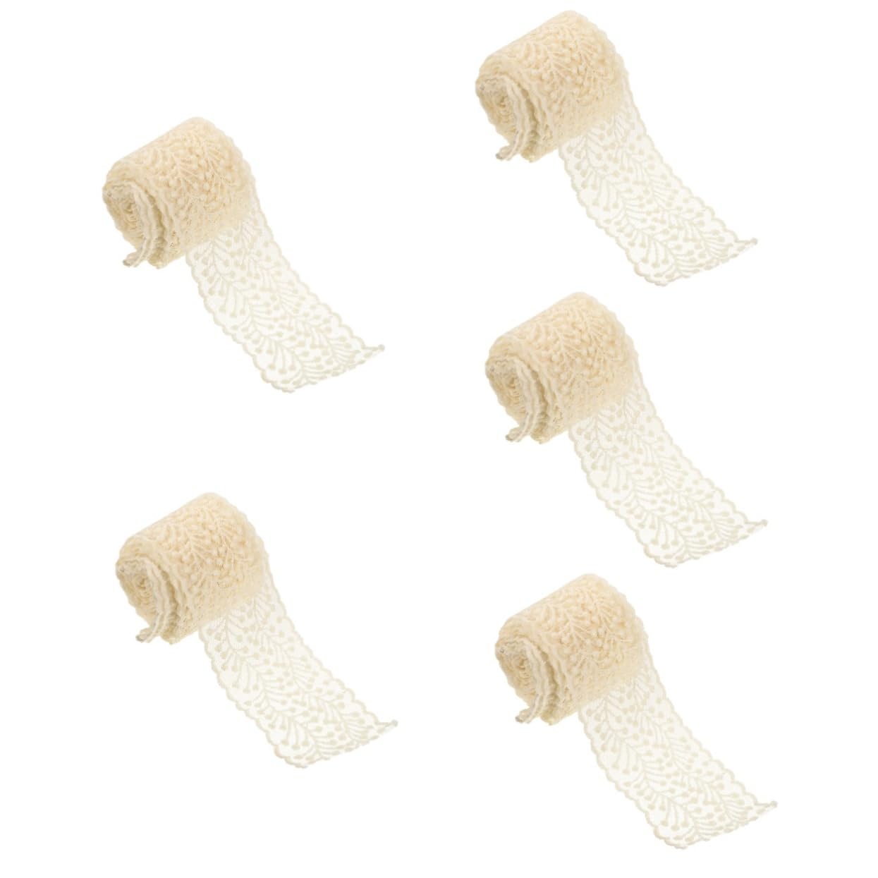 Operitacx 5rollos Ribete De Encaje Decorativo Para Manualidades Metros De Encaje Bordado Para Adornos De Ropa Accesorios De Fiesta y Decoración De Eventos