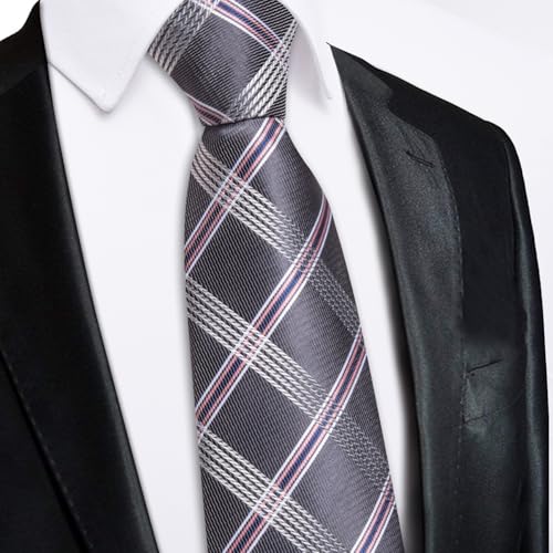 Image of Hi-Tie Zipper Ties for Men Pre-tied Tie Set Lapel Pin Pocket Square and Cufflinks Formal Business Wedding Adjustable Necktie