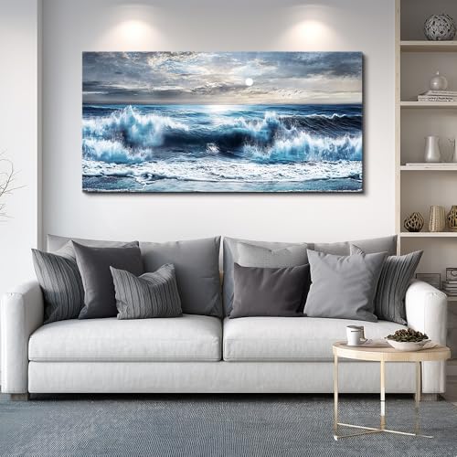 ERQINHUA Large Canvas Wall Art For Living Room Restaurant Wall Decor For Bedroom Marine Landscape Paintings Office Wall Prints Pictures Artwork Ready To Hang Hotel Room Home Decoration 24"x48"