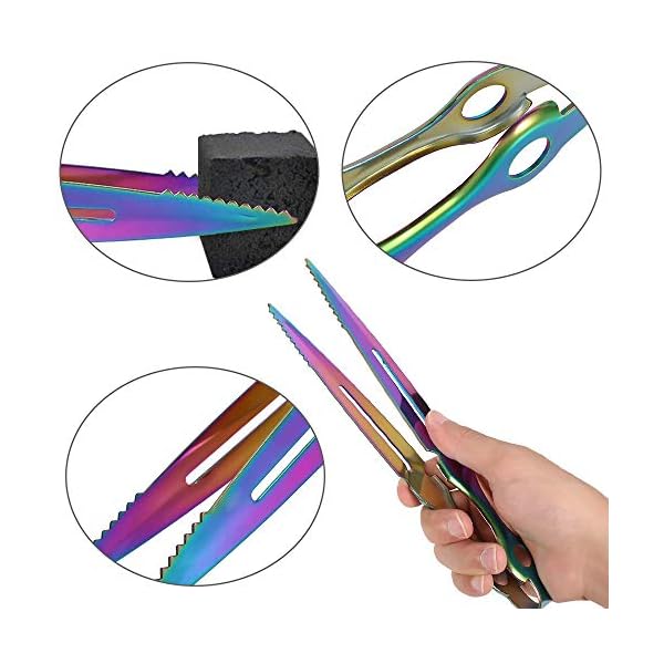 Yhuasia Shisha Zange Edelstahl, 2 Stück Metall Shisha Zange, Tabak Zange, Shisha Tabak Zange, Shisha Zange Set, für Charcoal Bar Shisha Pipe Zubehör Charcoal Clip (Schwarz und Farbig) – Bild 5