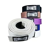 RMBR Club 100% Hemp Jiu Jitsu Gi Belt | BJJ Sized A1, A2, A3, A4, A5 for Men and Women (White, A3)